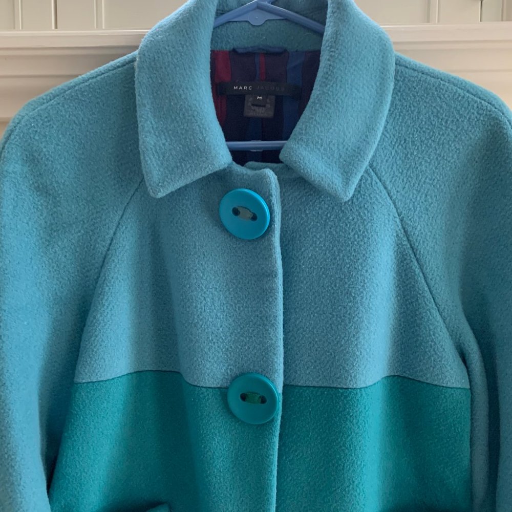 Marc Jacobs Wool Blend Color Block Coat Size M - image 2